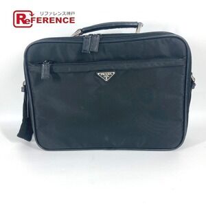 Prada Triangle Logo Plat Bag Handbag Shoulder Black